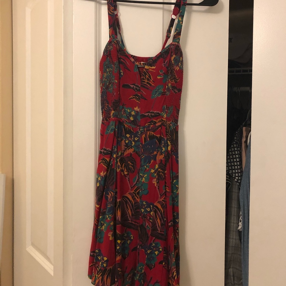 Floral red summer dress
